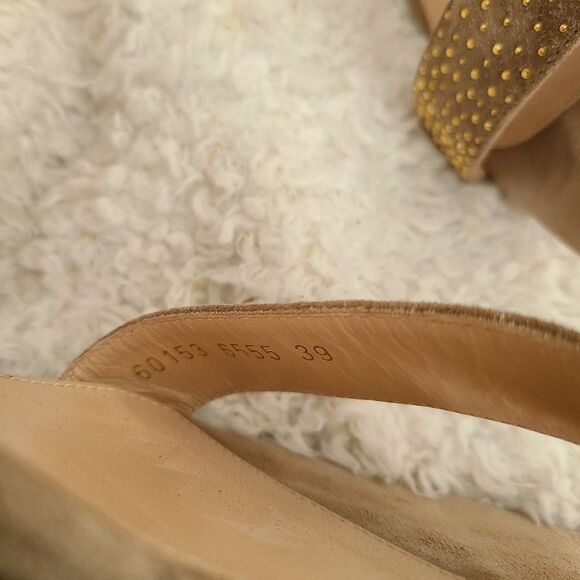Gianvito Tan Suede Rhinestone Embellished Ankle Strap Sandals sz 39 - Picture 7 of 9
